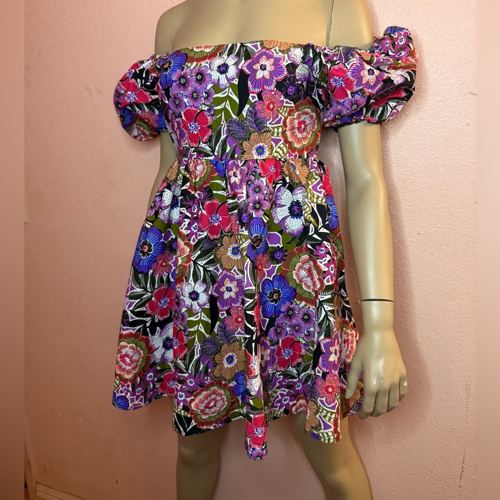 Forever 21 Off-Shoulder Floral Puff Sleeve Dress | Size M | NWT